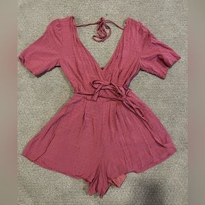 Francesca’s Amira Swiss Dot Romper